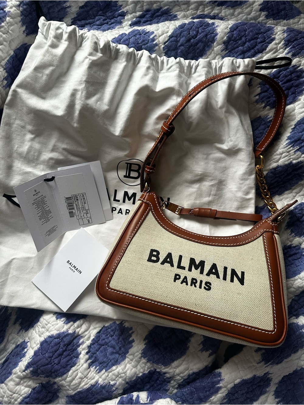 Balmain B-Army shoulder bag - canvas body with calfskin leather trim
